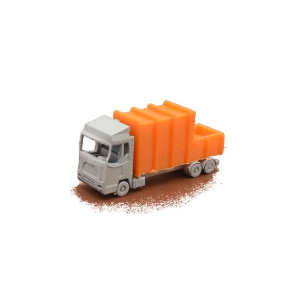 Containerpresse orange mit LKW Motorwagen