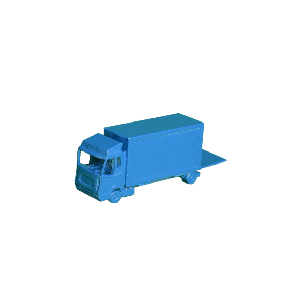 LKW Motorwagen mit Hebebühne oben blau